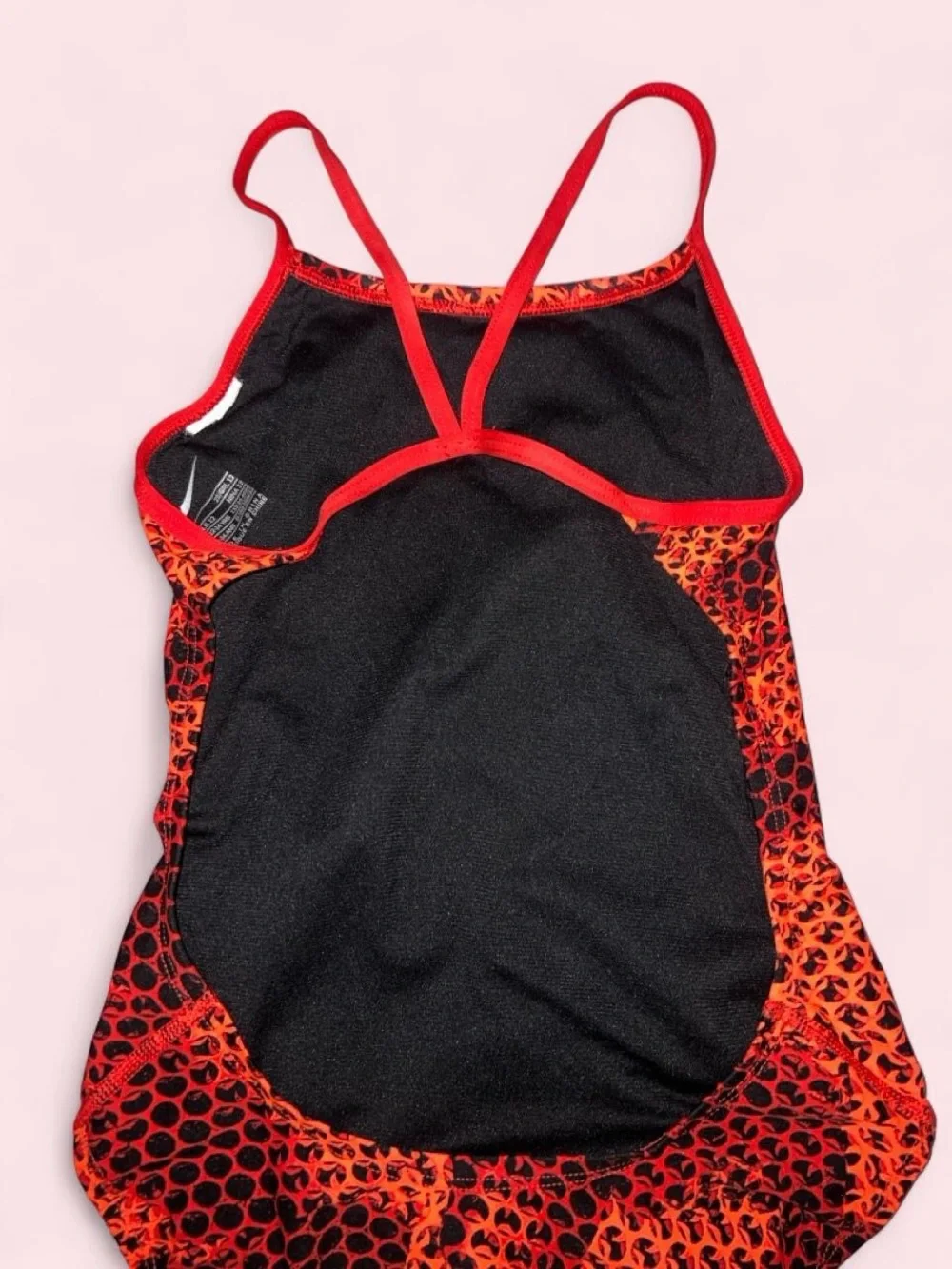 Nike Kids Red and Black Patterned One-Piece Swimsuit